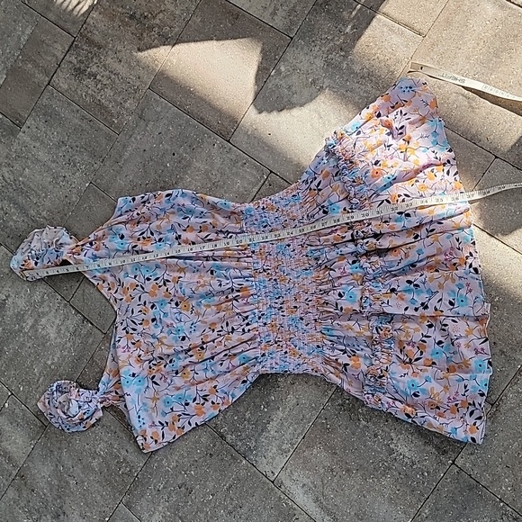 Ramy Brooke Printed Angelina Dress Floral Smocked Waist Ruffle Straps Sz L - Picture 8 of 11